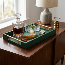 Load image into Gallery viewer, Lusan Modern Faux Leather Decorative Tray, 15.75"