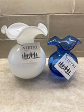 Load image into Gallery viewer, Vietri hibiscus glass white small fluted vase