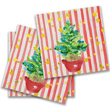 Load image into Gallery viewer, Red Potted Christmas Tree Cocktail Napkin
