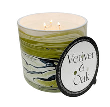 Load image into Gallery viewer, JUMBO Vetiver &amp; Oak 45 oz. Swirl Glass Candle
