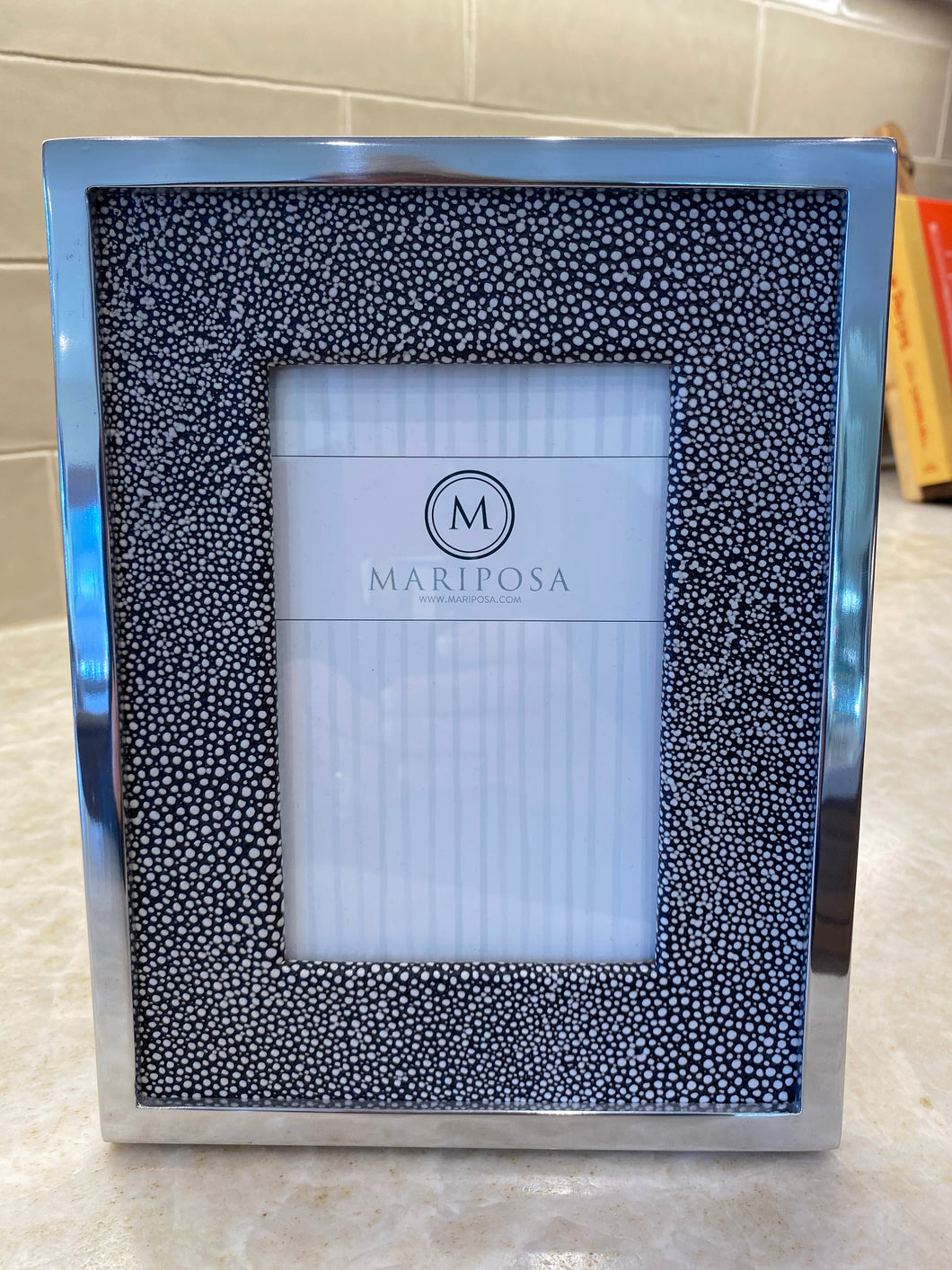 Mariposa shagreen leather with metal Border 5x7