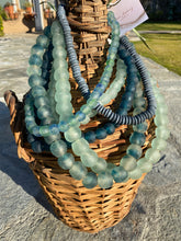 Load image into Gallery viewer, Blue Green White Recycled Glass Beads
